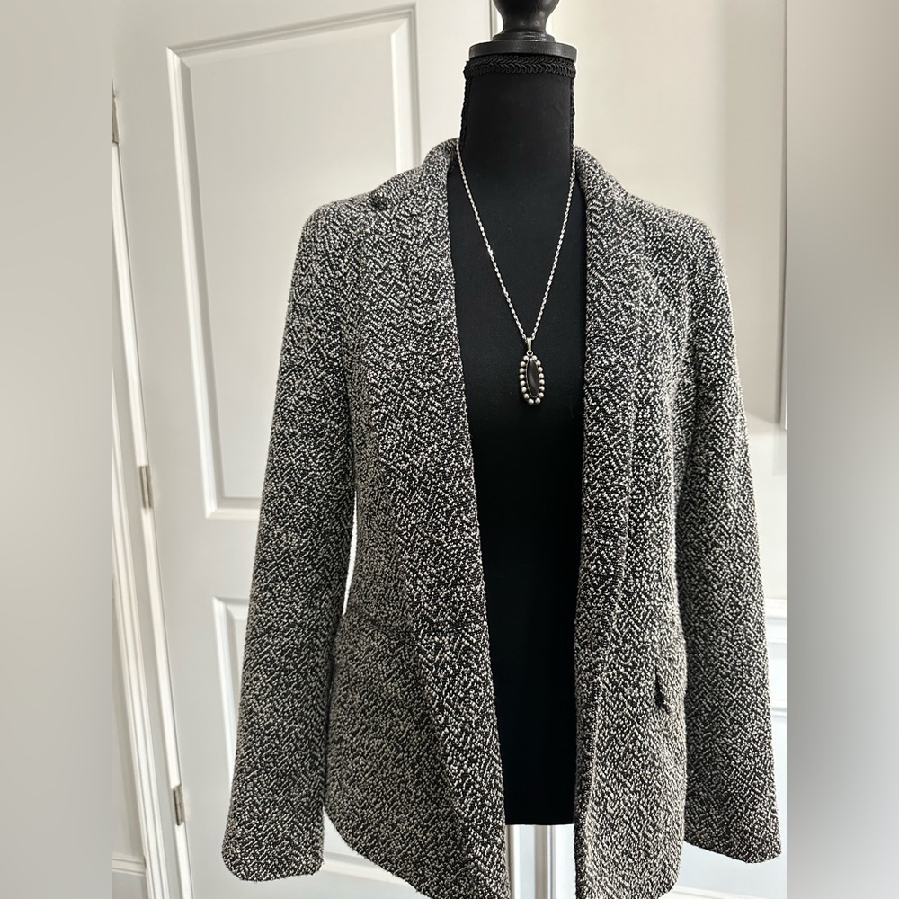 Talbots One Button Blazer Black and White Tweed Jacket - Size S - Picture 3 of 10